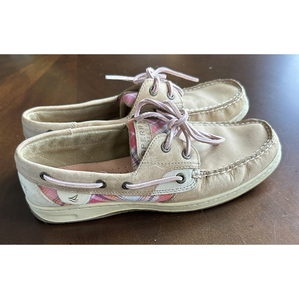 SPERRY Top-Sider Leather Boat Deck Shoes Women’s size 9‎ Pink Plaid